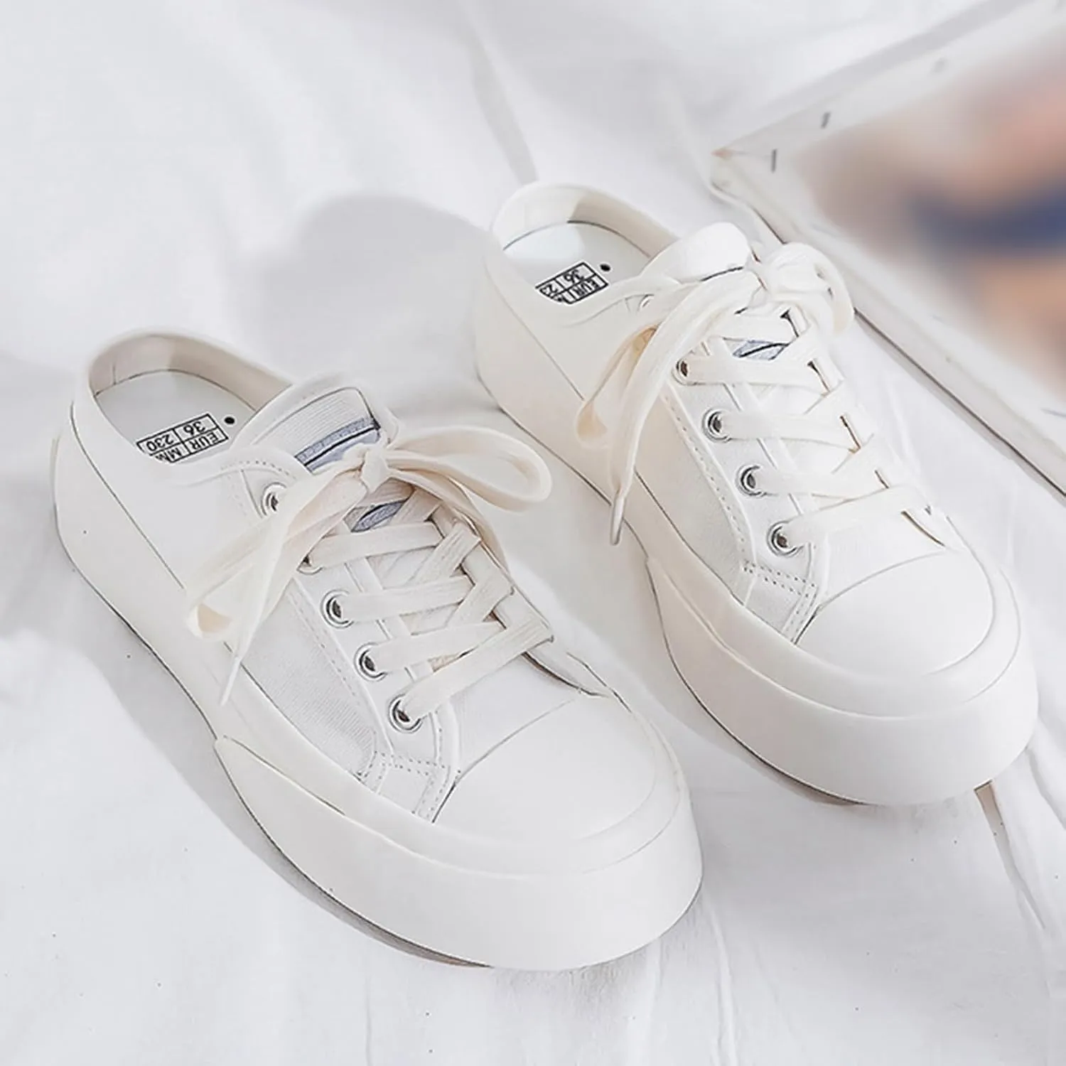 2025 Women Canvas Mules Memory Foam Clipper Fashion Sneakers Comfortable Slip-On Backless Holiday,Comfortable Casual Shoes,Slip on Mules Sneakers
