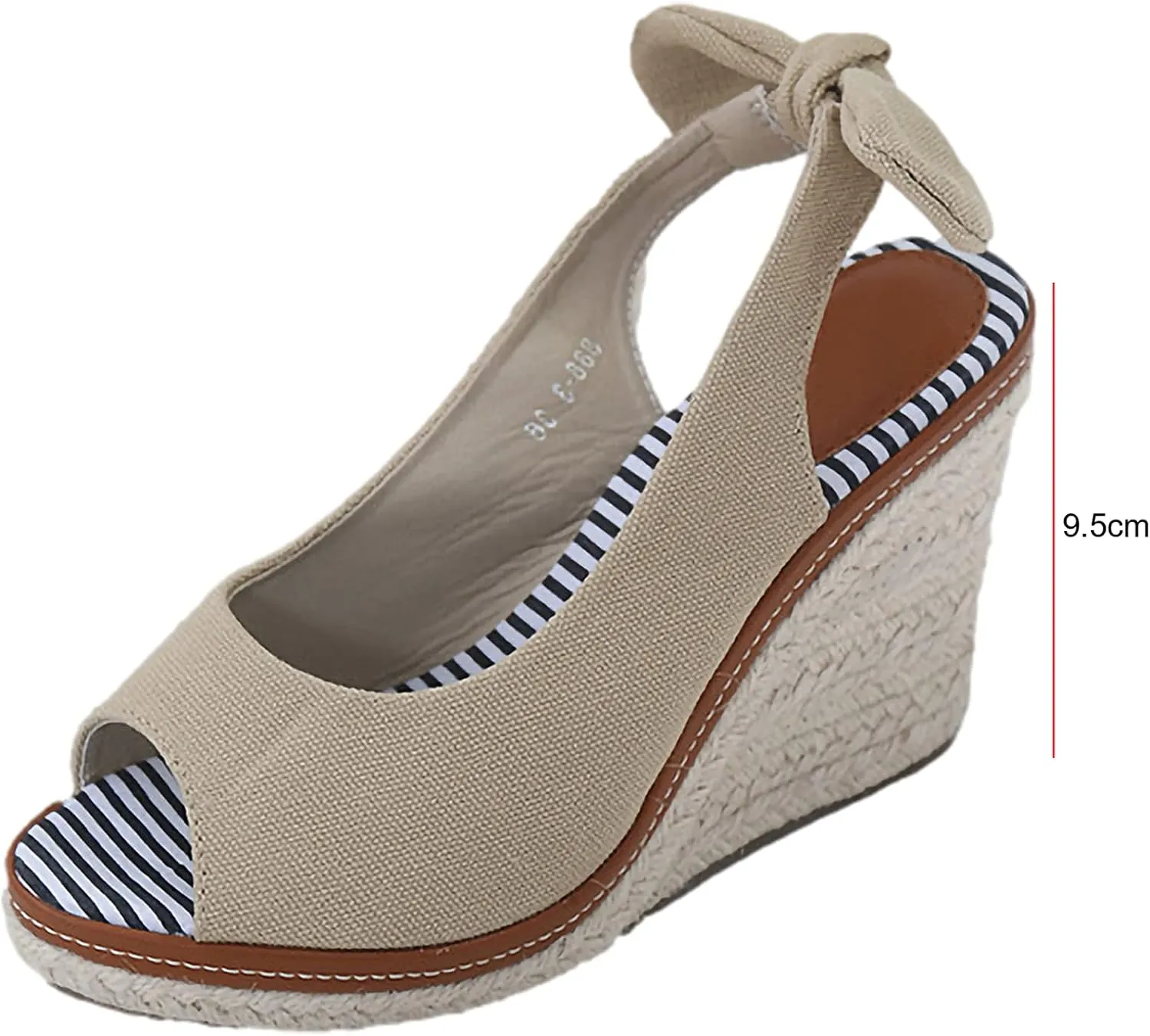ANUFER Womens Elegant Wedge Heel Peep Toe Espadrilles Sandals Slingback Pumps Summer Canvas Shoes