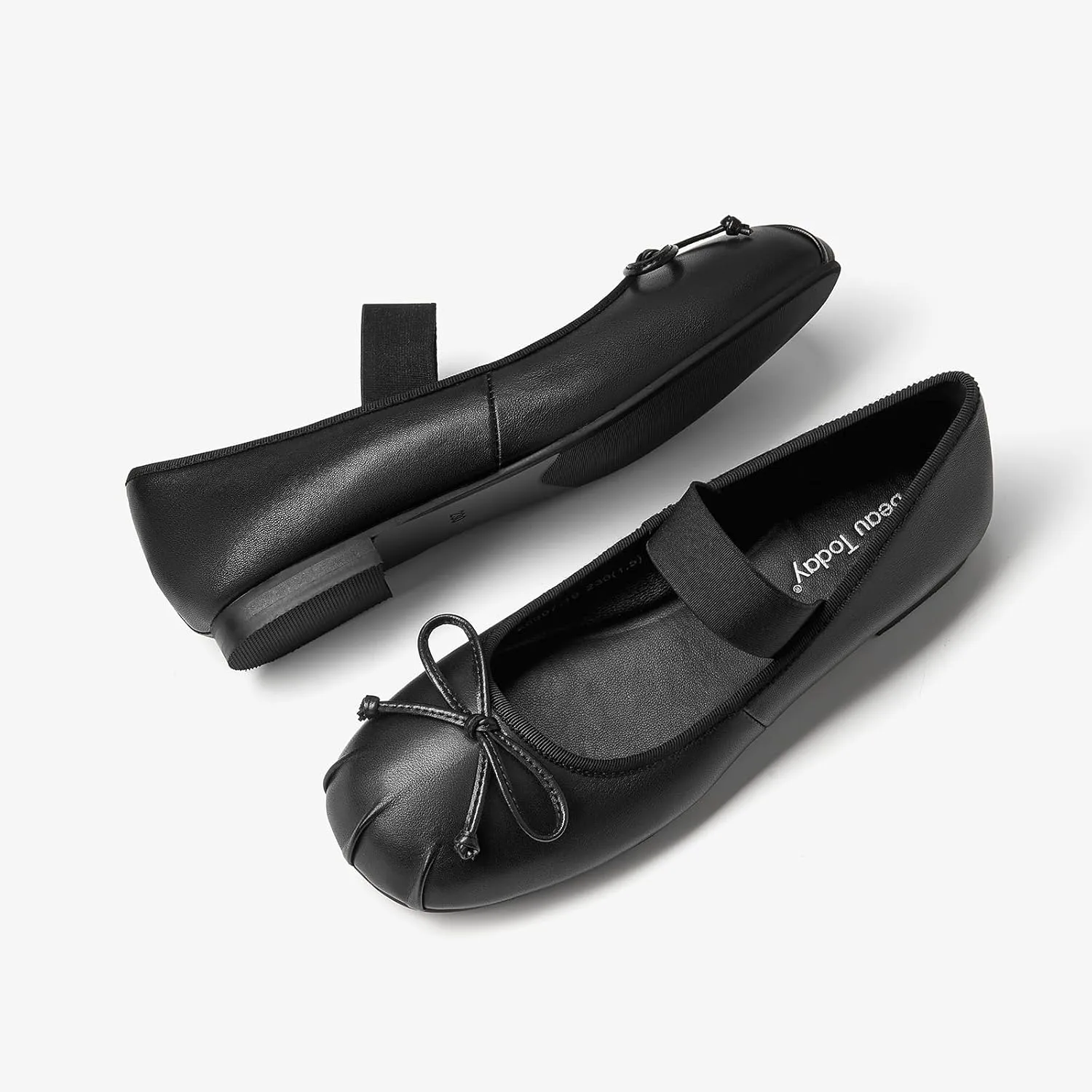 BEAU TODAY Ballet Flats for Women, Womens Mary Janes, Leather Ballerina Flats for Women, Comfortable Round Toe Bow Flat Mary Janes, Casual Dressy Shoes