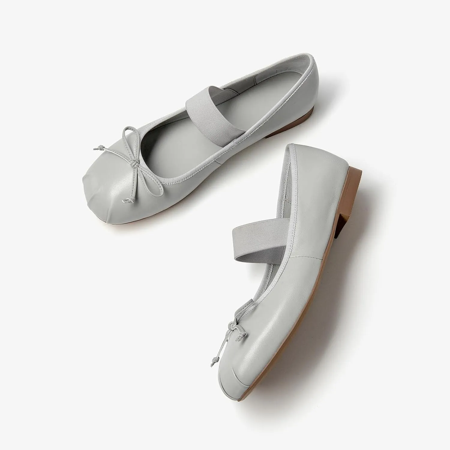 BEAU TODAY Ballet Flats for Women, Womens Mary Janes, Leather Ballerina Flats for Women, Comfortable Round Toe Bow Flat Mary Janes, Casual Dressy Shoes