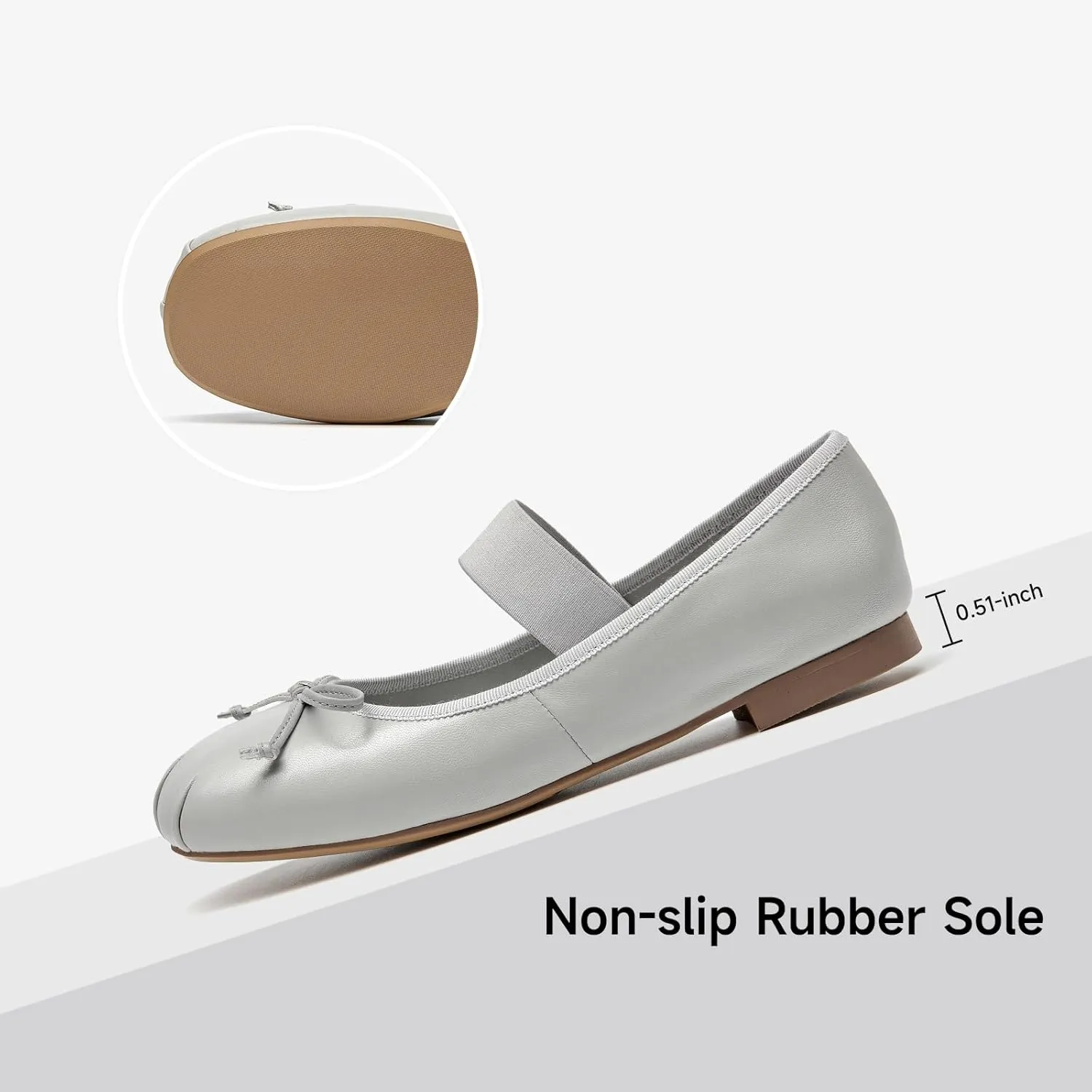 BEAU TODAY Ballet Flats for Women, Womens Mary Janes, Leather Ballerina Flats for Women, Comfortable Round Toe Bow Flat Mary Janes, Casual Dressy Shoes