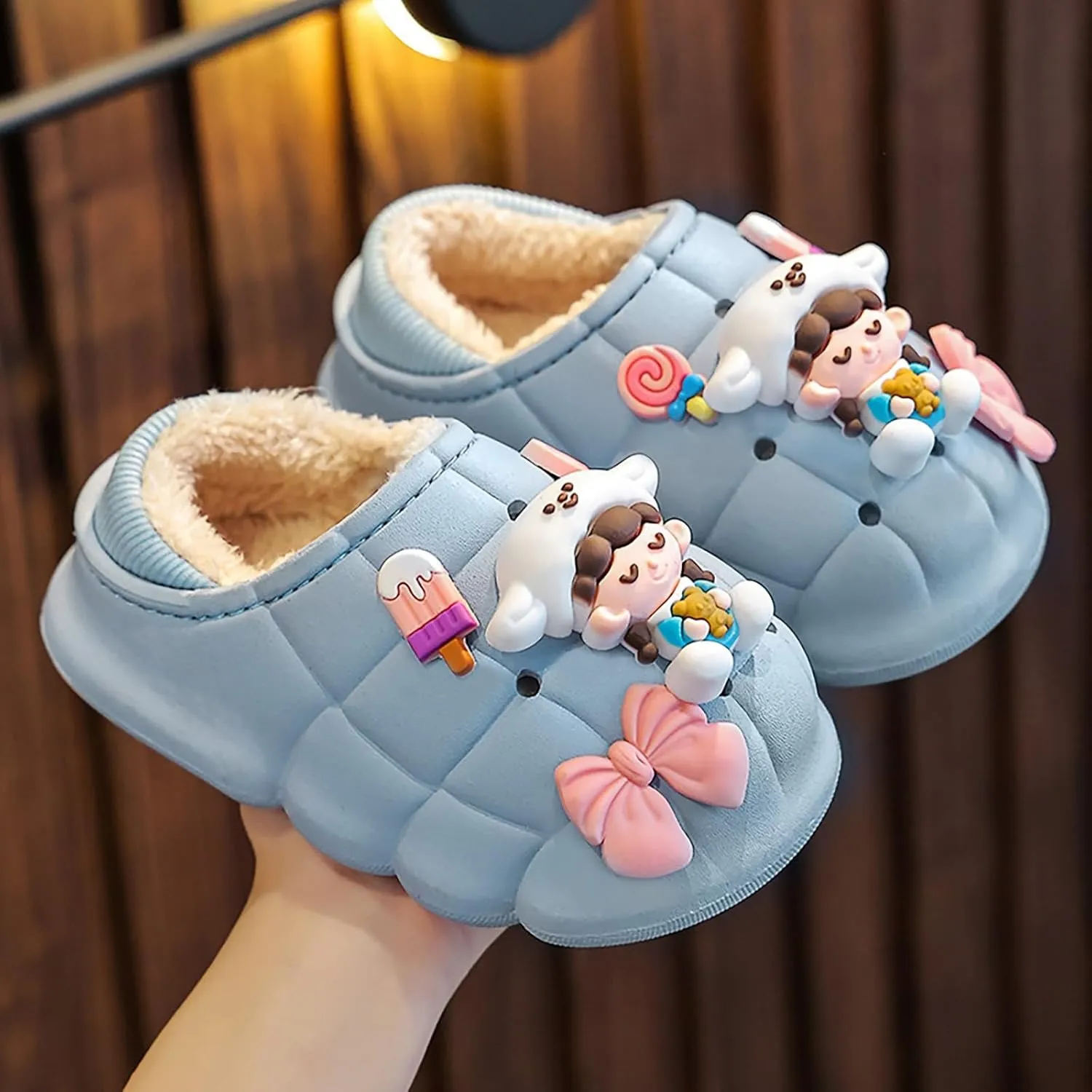 Boys Girls Cute Animal House Shoes Fuzzy Plush Fleece Slippers with Soft Anti-Skid Sole Slipper Kids House Slippers
