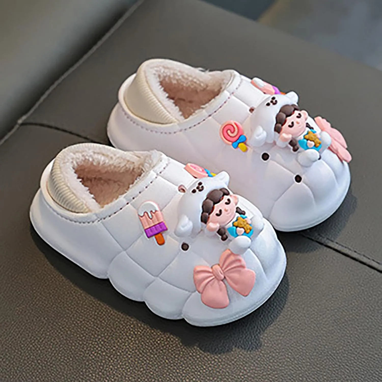 Boys Girls Cute Animal House Shoes Fuzzy Plush Fleece Slippers with Soft Anti-Skid Sole Slipper Kids House Slippers