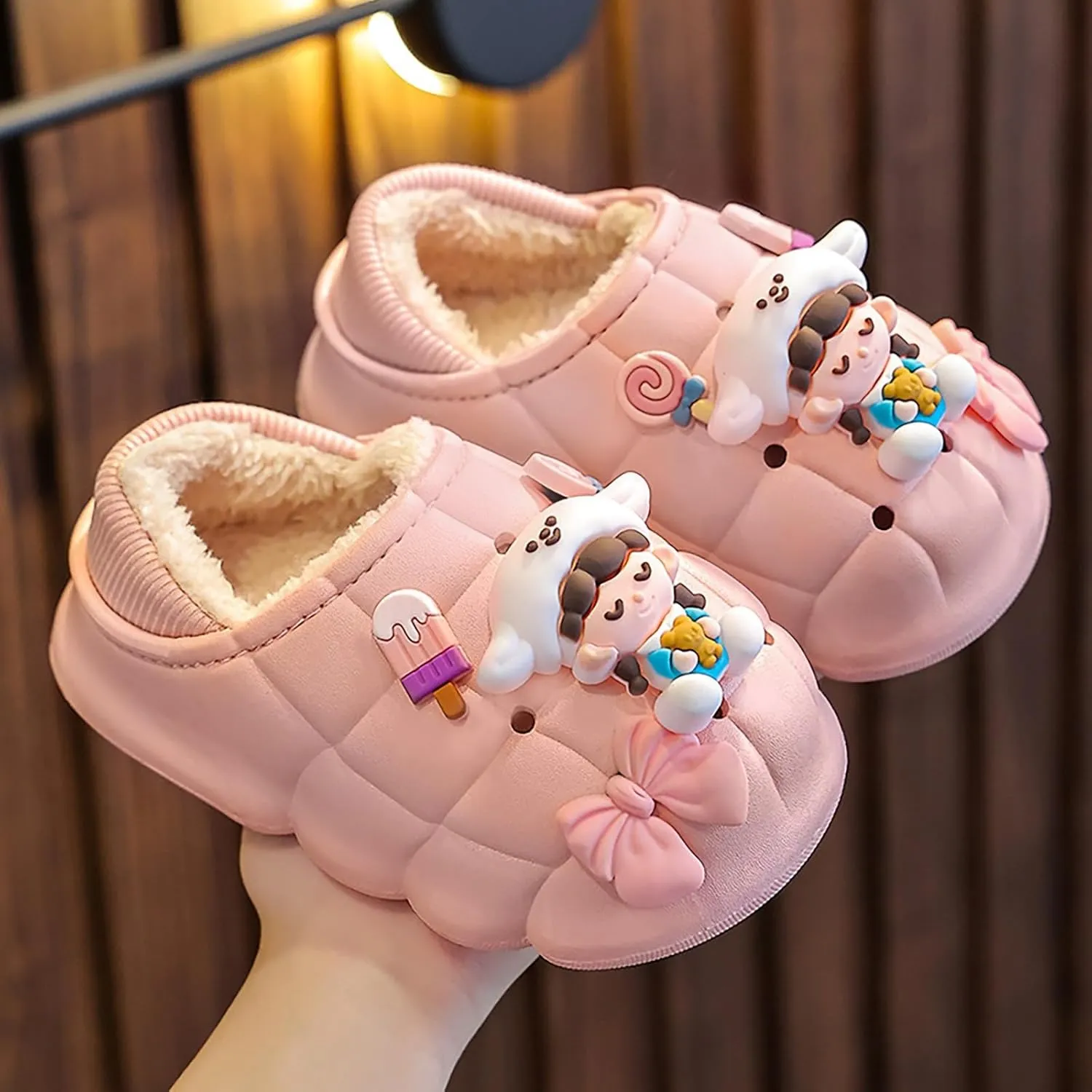 Boys Girls Cute Animal House Shoes Fuzzy Plush Fleece Slippers with Soft Anti-Skid Sole Slipper Kids House Slippers