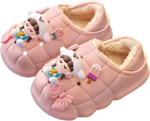 Boys Girls Cute Animal House Shoes Fuzzy Plush Fleece Slippers with Soft Anti-Skid Sole Slipper Kids House Slippers