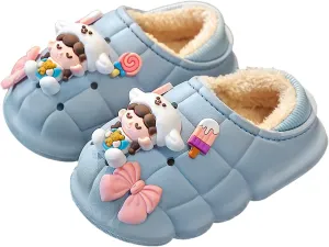 Boys Girls Cute Animal House Shoes Fuzzy Plush Fleece Slippers with Soft Anti-Skid Sole Slipper Kids House Slippers
