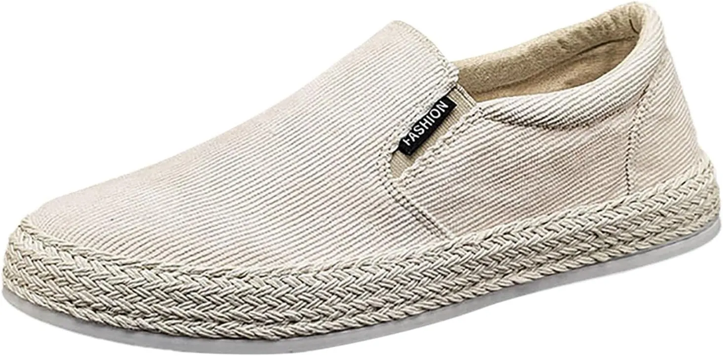 Canvas Men's Shoes Summer Thin Breathable Casual Flat Shoes No Laces Linen Casual Shoes Mens Loafer Shoes Size 14