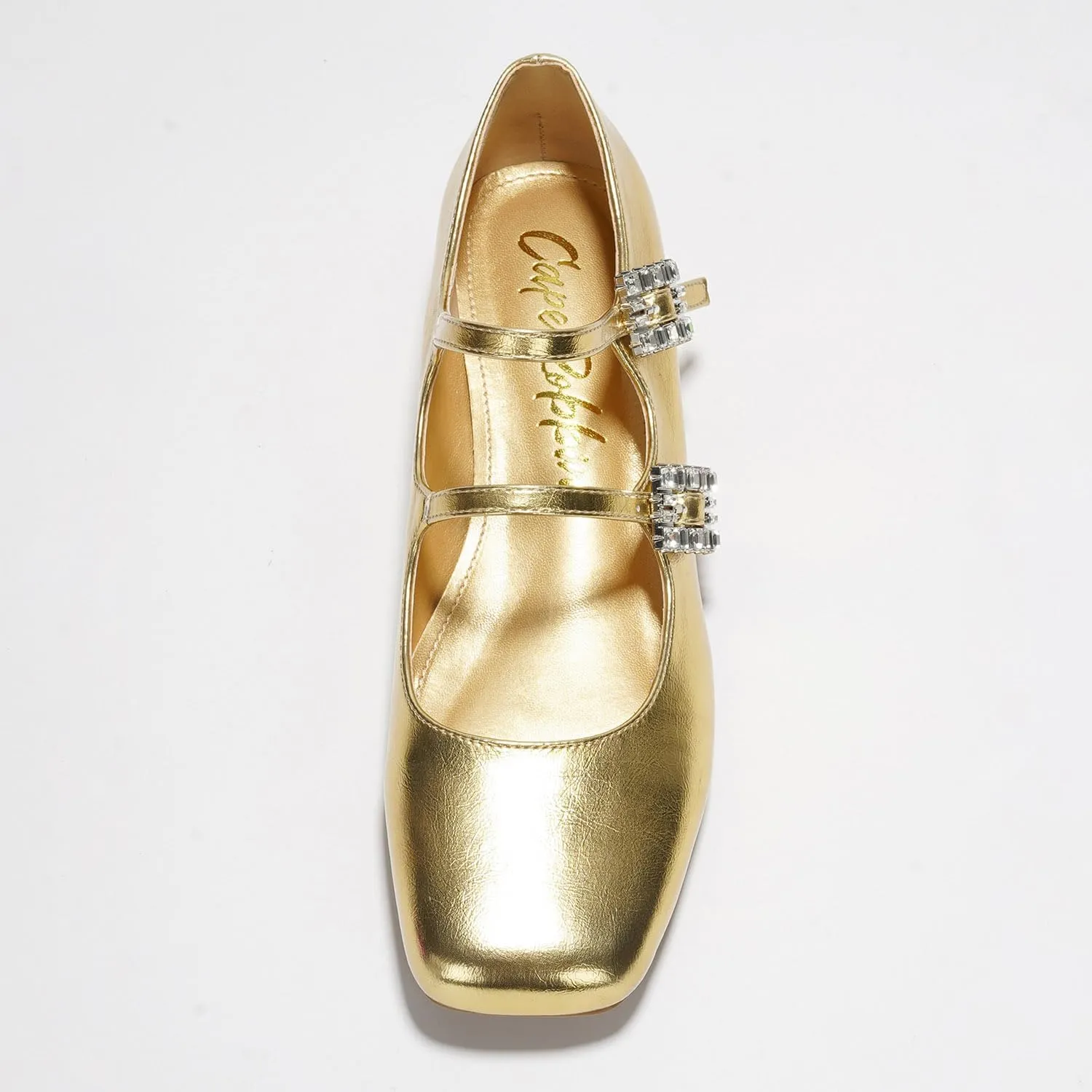 Cape Robbin Harri Metallic Leather Mary Jane Heels (Harri)