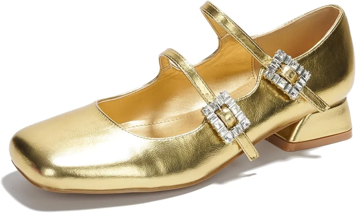 Cape Robbin Harri Metallic Leather Mary Jane Heels (Harri)