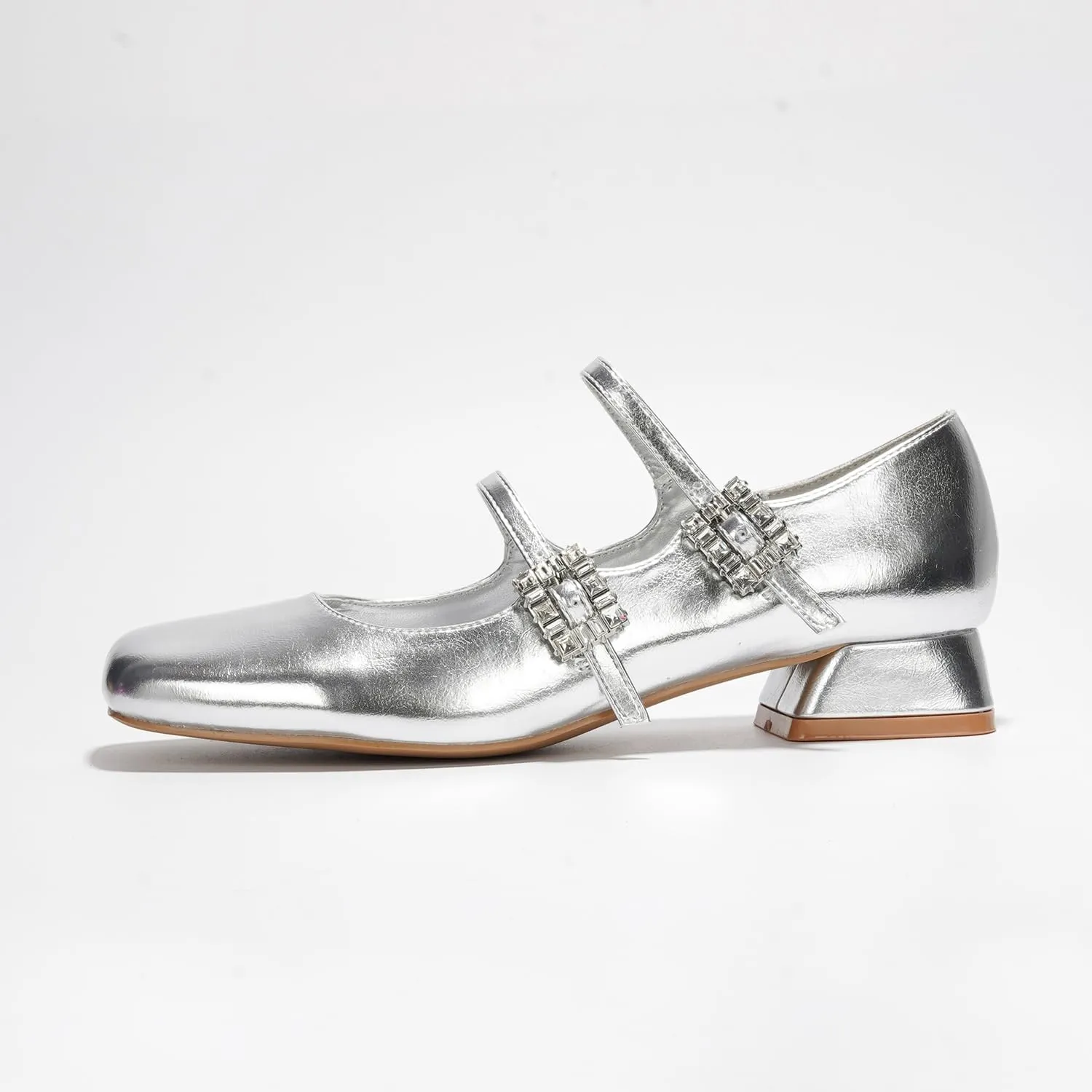 Cape Robbin Harri Metallic Leather Mary Jane Heels (Harri)