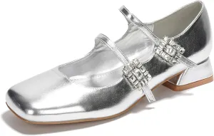 Cape Robbin Harri Metallic Leather Mary Jane Heels (Harri)