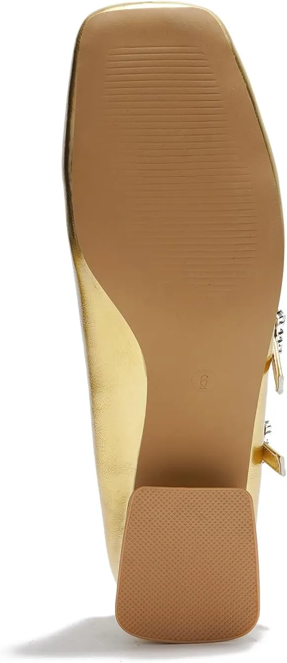 Cape Robbin Harri Metallic Leather Mary Jane Heels (Harri)