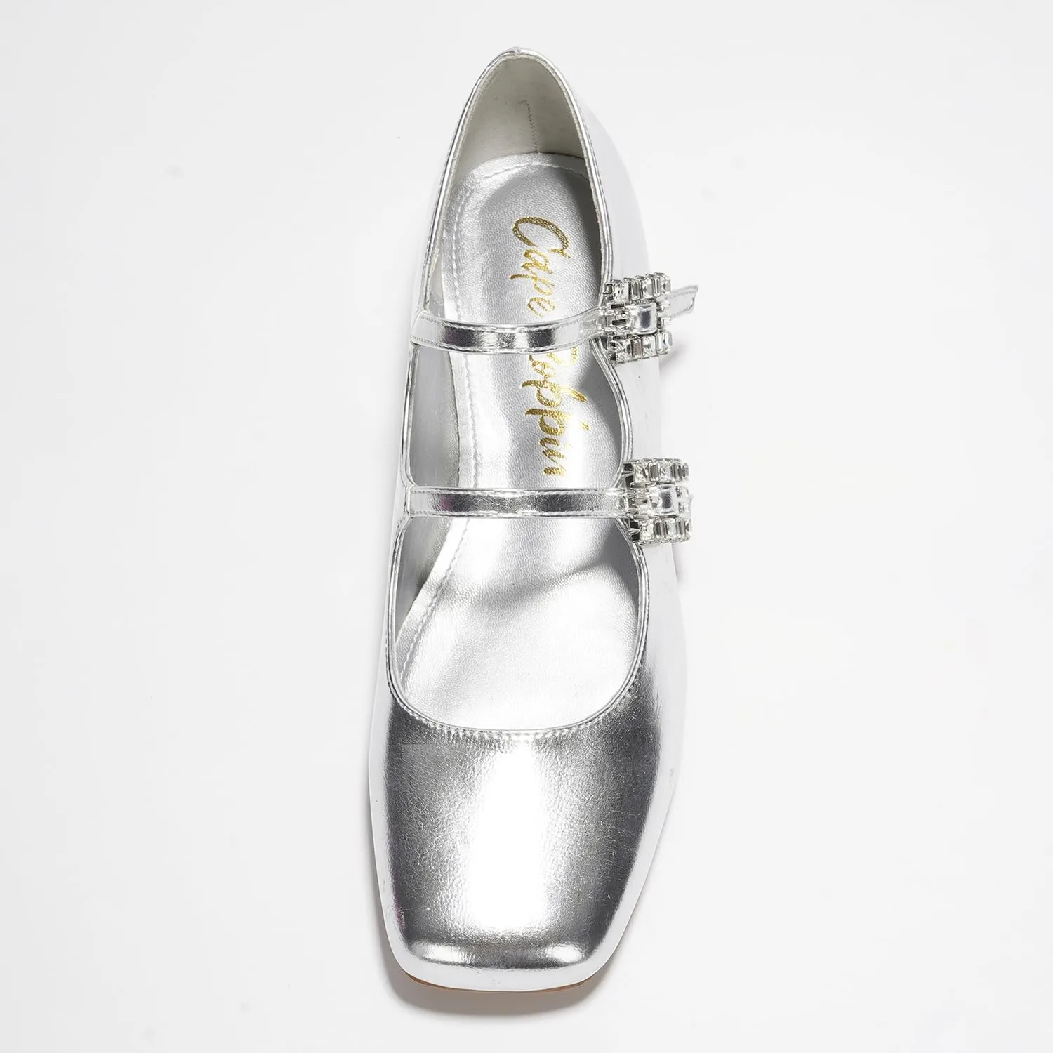 Cape Robbin Harri Metallic Leather Mary Jane Heels (Harri)