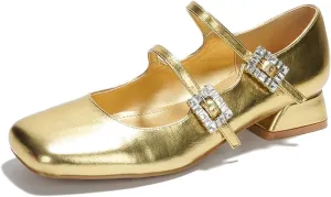 Cape Robbin Harri Metallic Leather Mary Jane Heels (Harri)