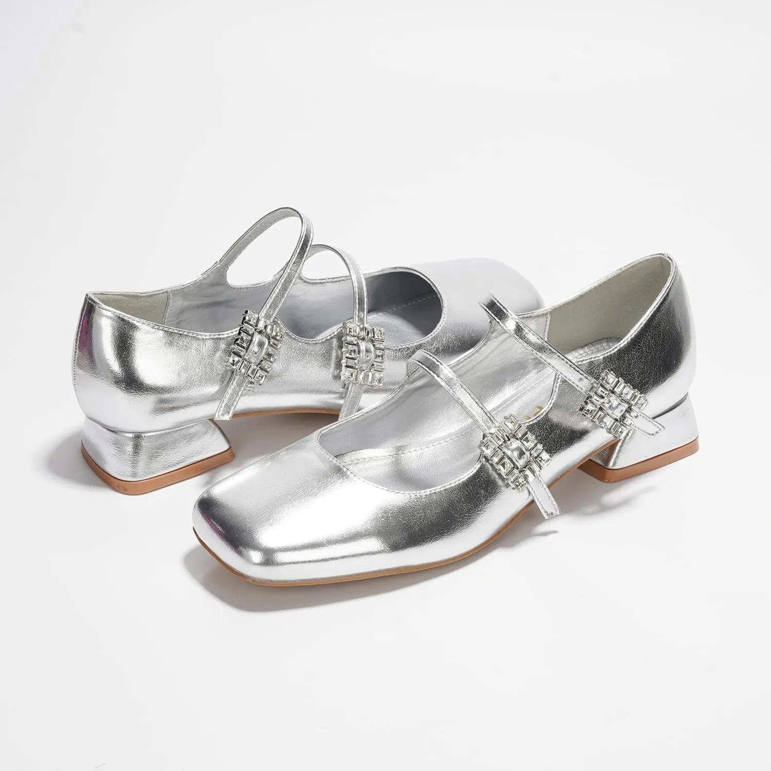 Cape Robbin Harri Metallic Leather Mary Jane Heels (Harri)