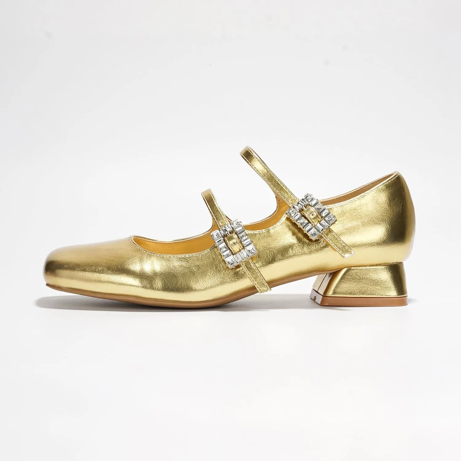 Cape Robbin Harri Metallic Leather Mary Jane Heels (Harri)