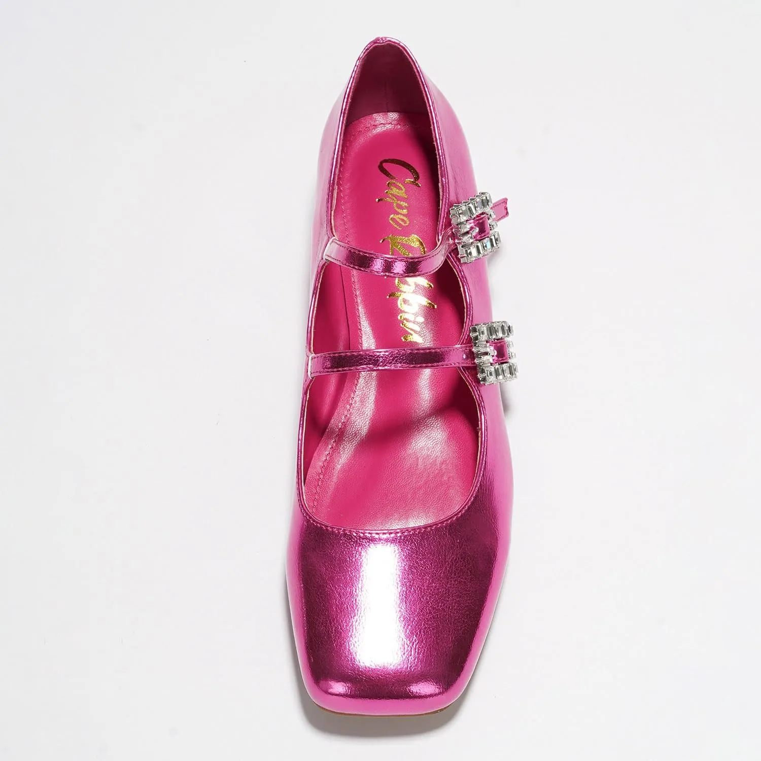 Cape Robbin Harri Metallic Leather Mary Jane Heels (Harri)