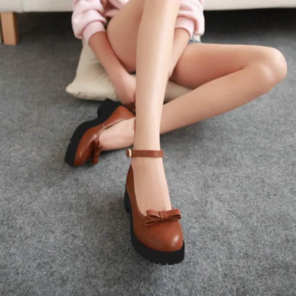 Caradise Womens Chunky Mary Janes Platform Cosplay Uniform Shoes