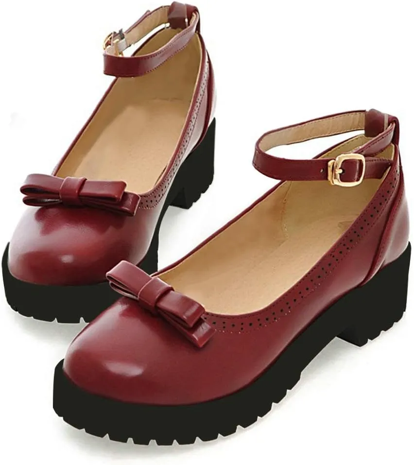 Caradise Womens Chunky Mary Janes Platform Cosplay Uniform Shoes