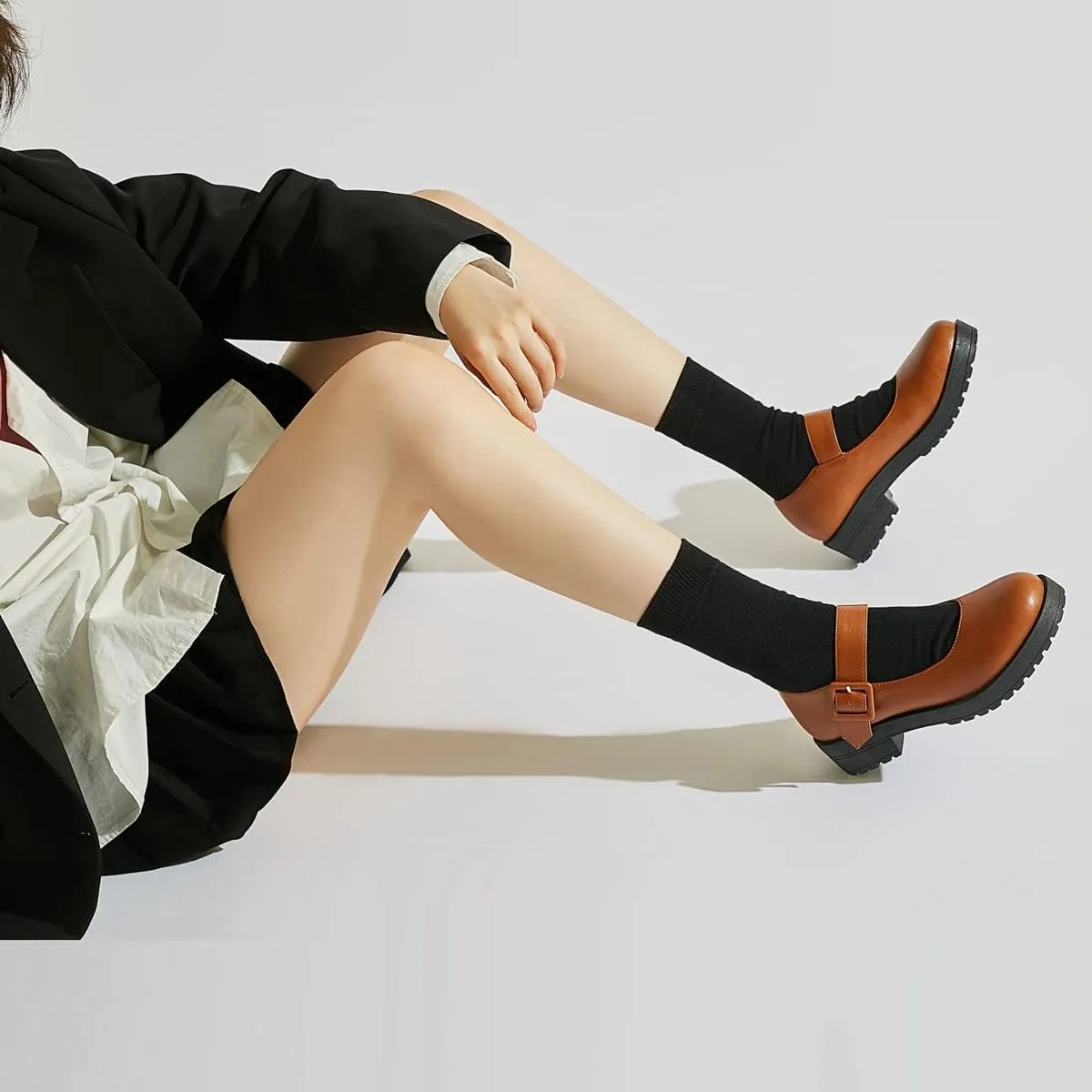 Caradise Womens Chunky Mary Janes Platform Cosplay Uniform Shoes