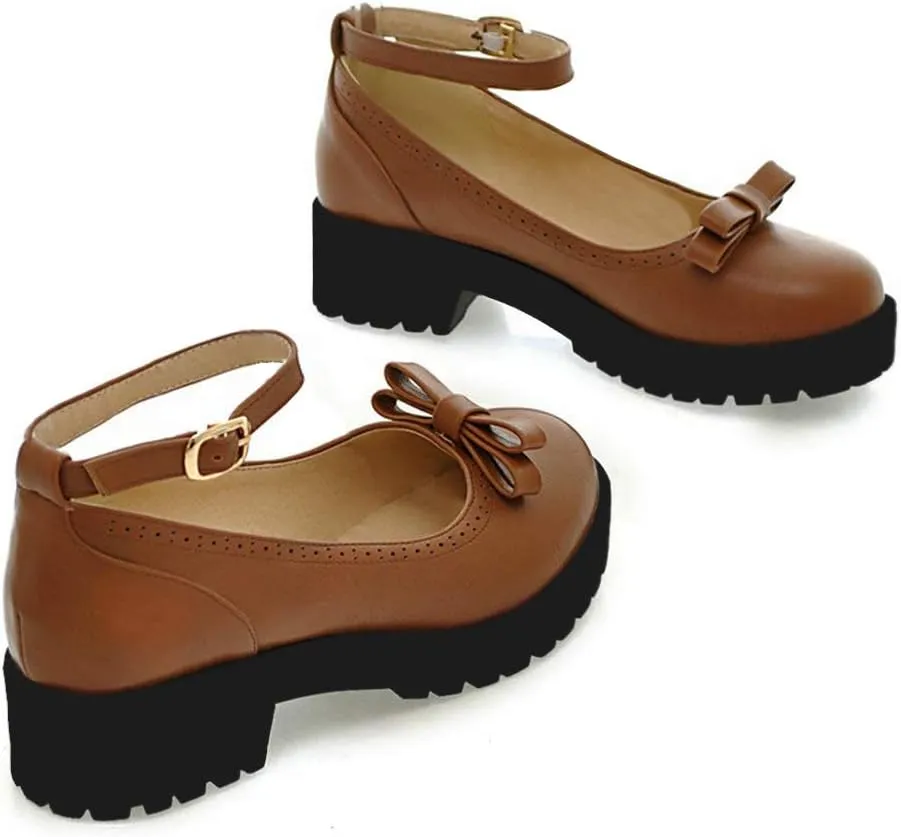 Caradise Womens Chunky Mary Janes Platform Cosplay Uniform Shoes