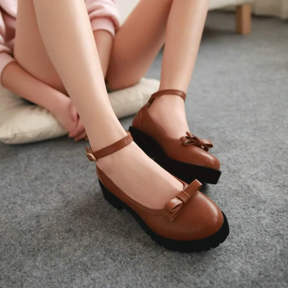 Caradise Womens Chunky Mary Janes Platform Cosplay Uniform Shoes