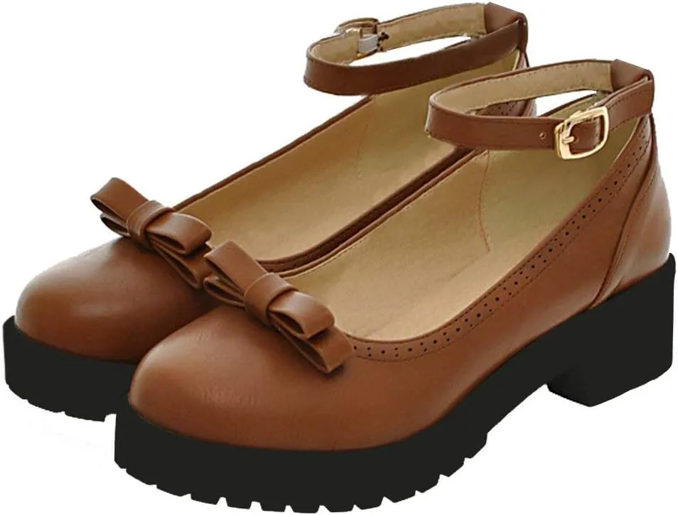 Caradise Womens Chunky Mary Janes Platform Cosplay Uniform Shoes
