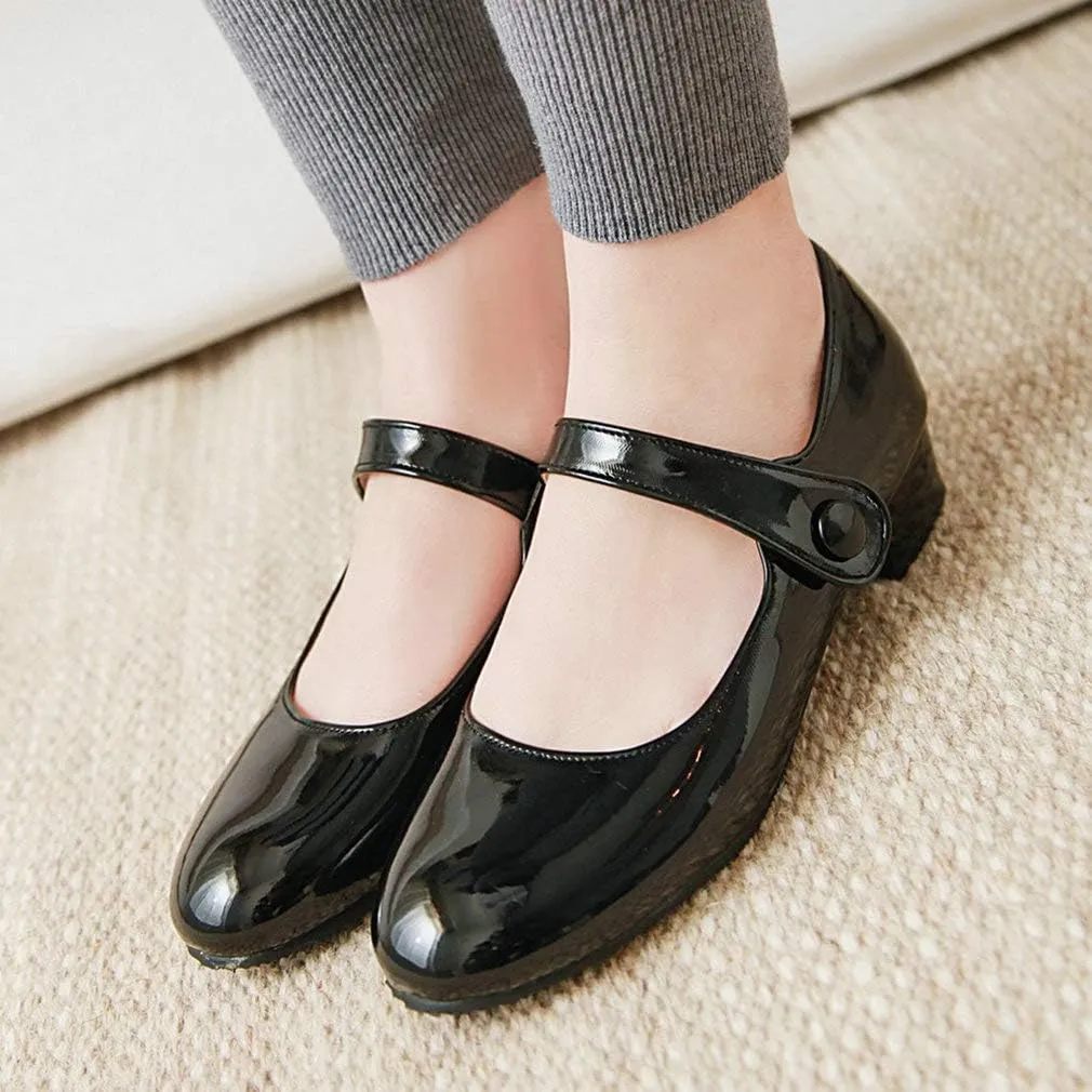 Caradise Womens Low Heel Chunky Mary Janes Uniform Dress Shoes