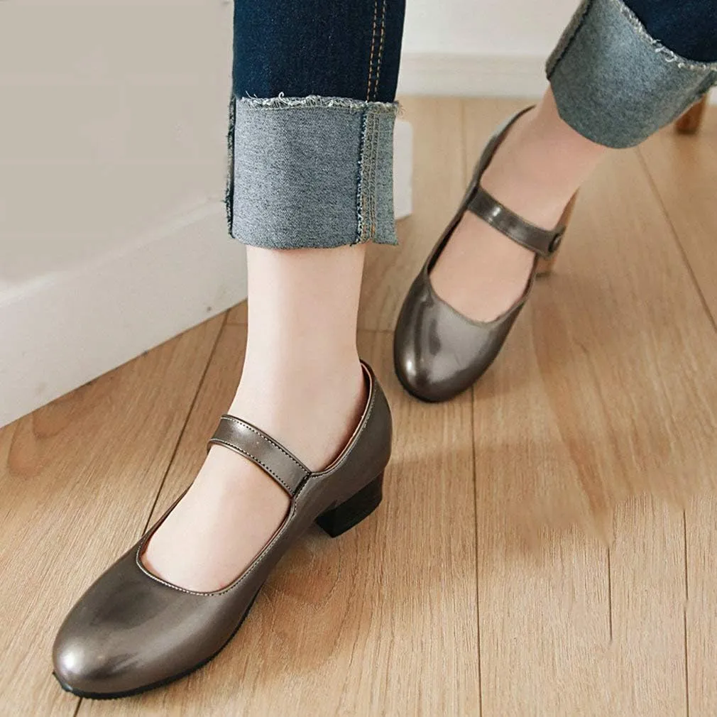 Caradise Womens Low Heel Chunky Mary Janes Uniform Dress Shoes