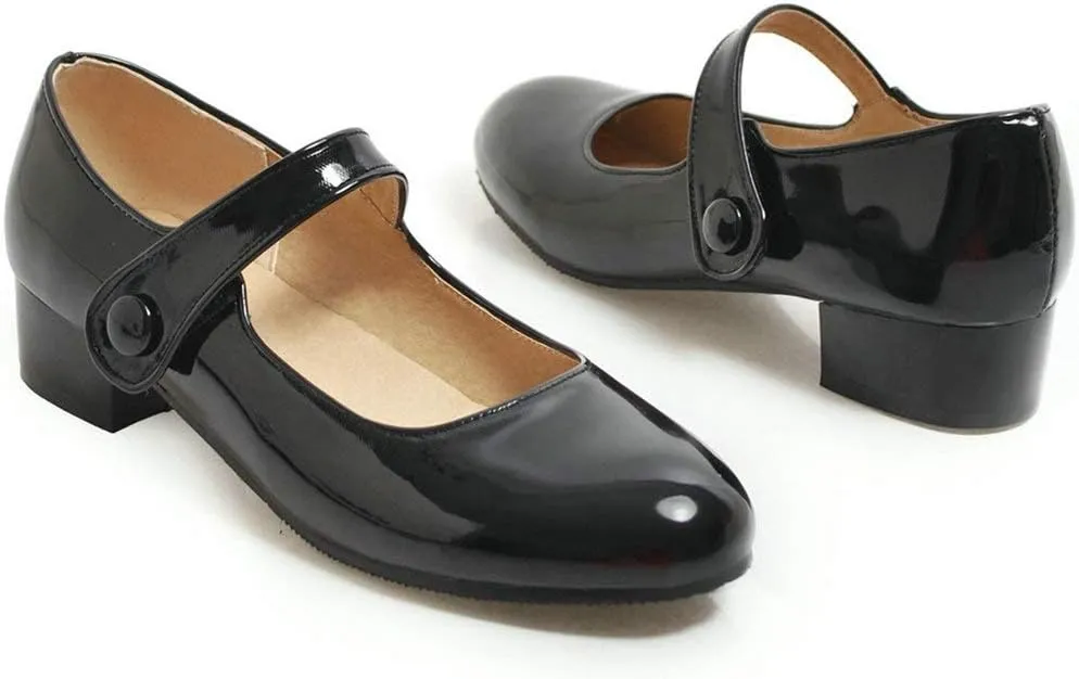 Caradise Womens Low Heel Chunky Mary Janes Uniform Dress Shoes