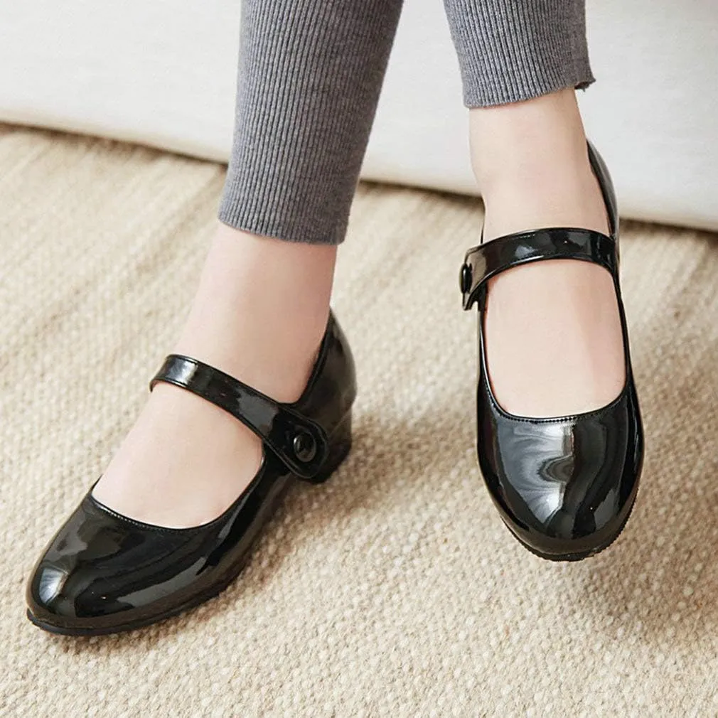 Caradise Womens Low Heel Chunky Mary Janes Uniform Dress Shoes