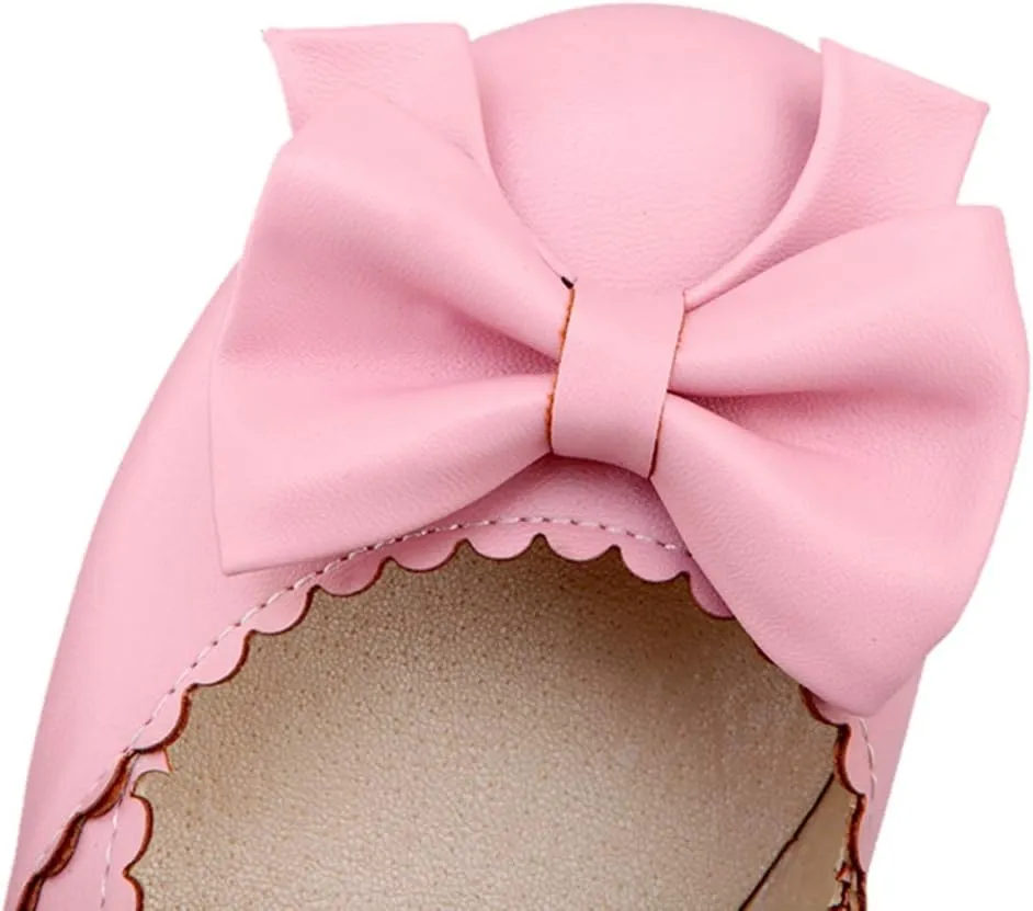 Caradise Womens Sweet Bow Shoes Mid Heel Chunky Mary Janes Double Strap Pumps