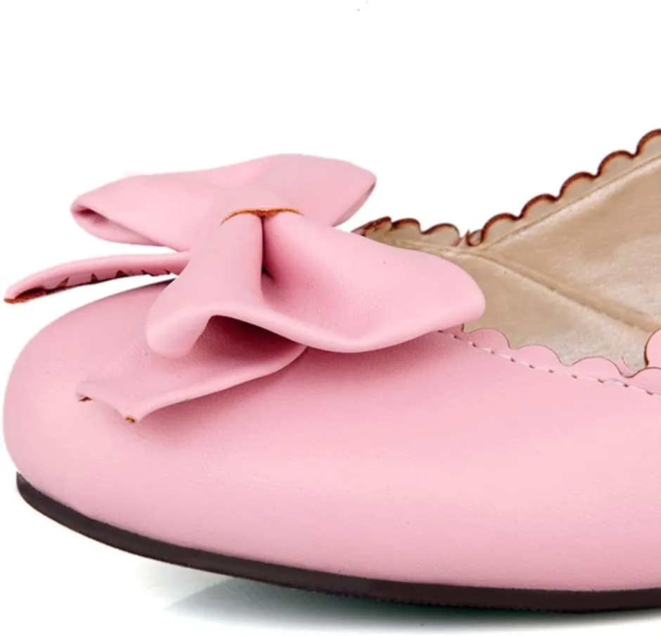 Caradise Womens Sweet Bow Shoes Mid Heel Chunky Mary Janes Double Strap Pumps