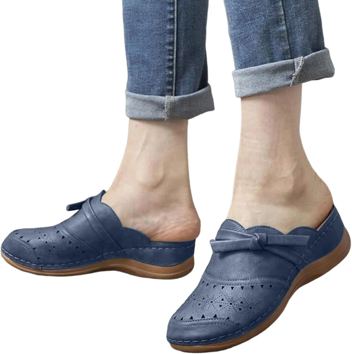 Clogs Wide Width Wedge Sandals Hollow Out Closed Toe Slip On Slippers Arch Support Women Toe Ring Sandals Crystal