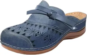 Clogs Wide Width Wedge Sandals Hollow Out Closed Toe Slip On Slippers Arch Support Women Toe Ring Sandals Crystal