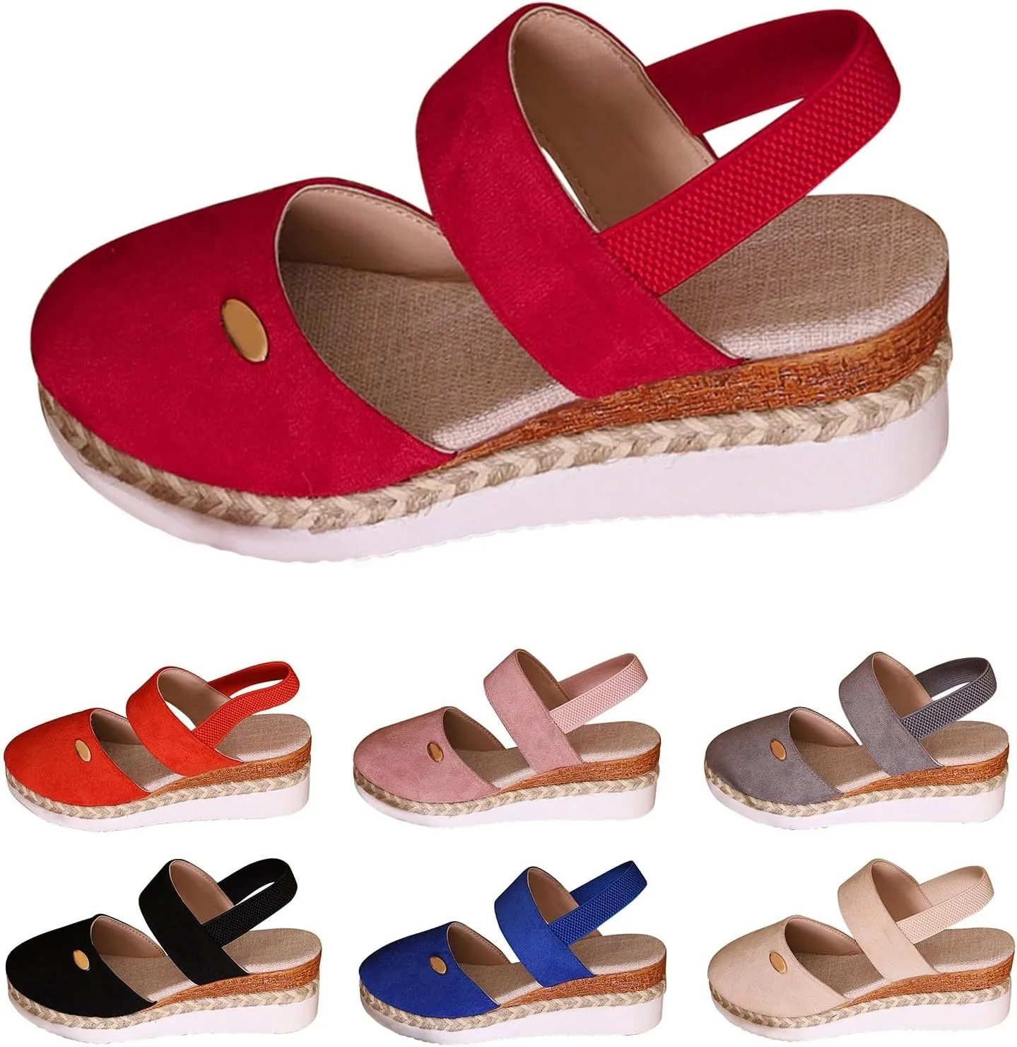 Closed Toe Platform Sandals for Women Buckle Ankle Strap Espadrilles Dressy Platform Shoes Summer Anti Slip Wedges Shoes