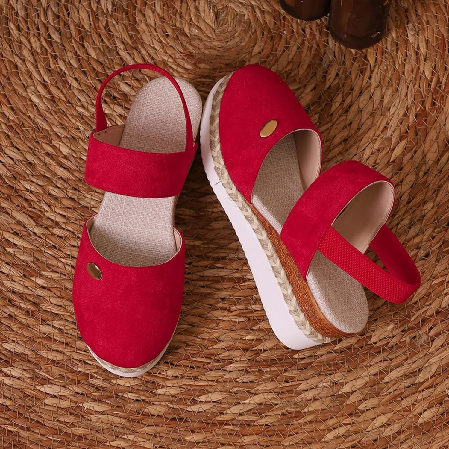 Closed Toe Platform Sandals for Women Buckle Ankle Strap Espadrilles Dressy Platform Shoes Summer Anti Slip Wedges Shoes