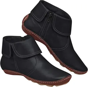 Combat Boots Womens Mid Calf Grey,Women Vintage Retro Short Western Ankle Boots Ladies Casual Dressy Elegant Flat Booties Comfortable Wide Width Fashion Classic Boot Pull-On