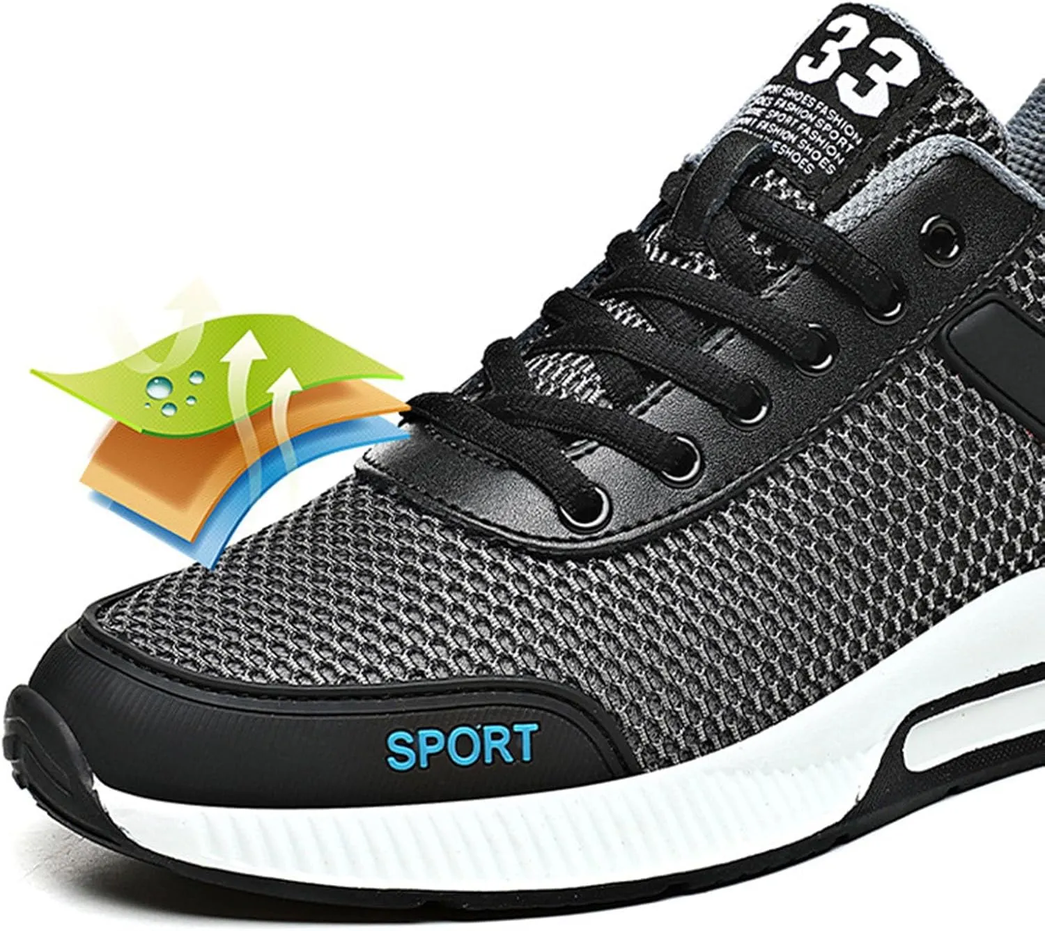Couple Men's Elevator Shoes Men's Casual Mesh Trainers Lightweight Breathable Lace Up Sports Shoes with Hidden Lift Heel for Men Cm Shoes Sneaker for Men