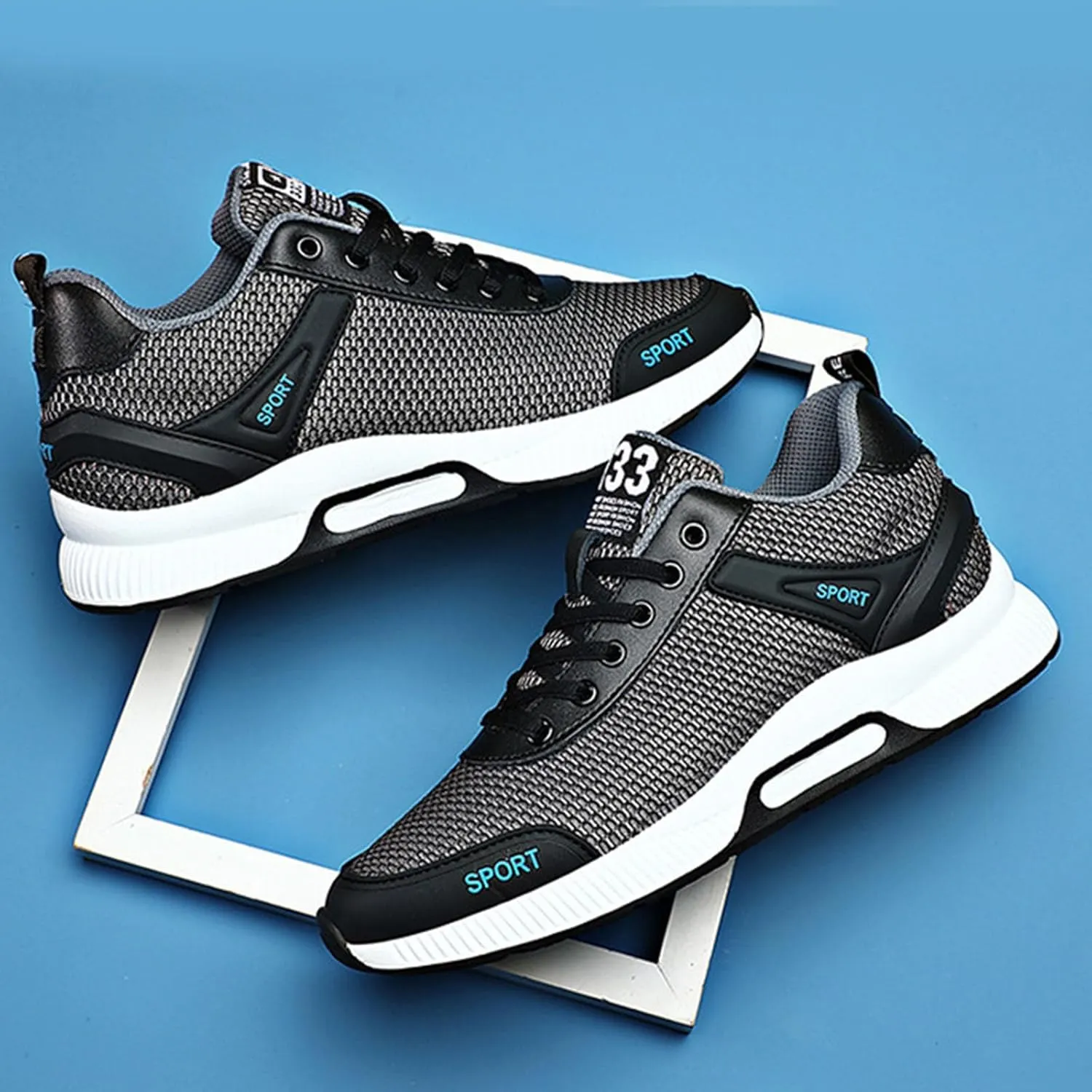Couple Men's Elevator Shoes Men's Casual Mesh Trainers Lightweight Breathable Lace Up Sports Shoes with Hidden Lift Heel for Men Cm Shoes Sneaker for Men