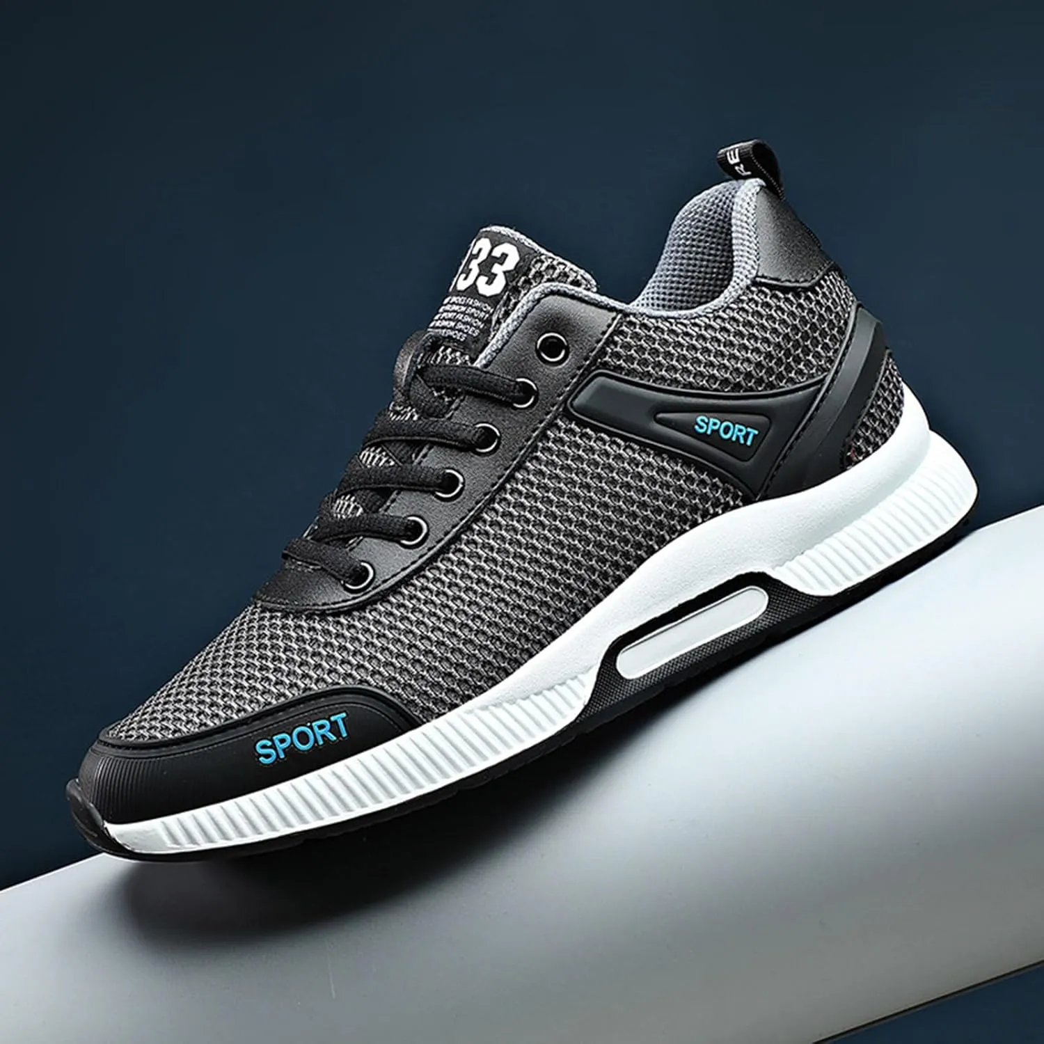 Couple Men's Elevator Shoes Men's Casual Mesh Trainers Lightweight Breathable Lace Up Sports Shoes with Hidden Lift Heel for Men Cm Shoes Sneaker for Men