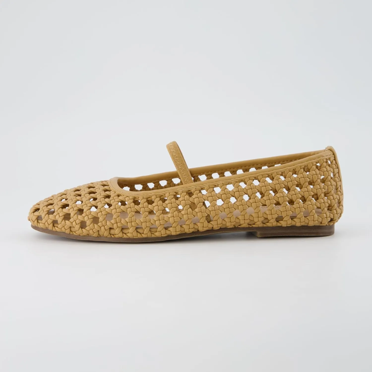 CUSHIONAIRE Weavy Squared Toe Woven Ballet Flats Shoes for Women with Memory Foam | Comfortable Mary Jane Flats for Women with Breathable Mesh Design | Wide Widths Available