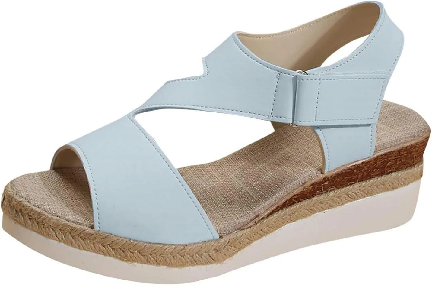 Cute Sandals for Women Dressy Ankle Strap Open Toe Platform Espadrille Wedges Summer Beach Casual Slides Shoes