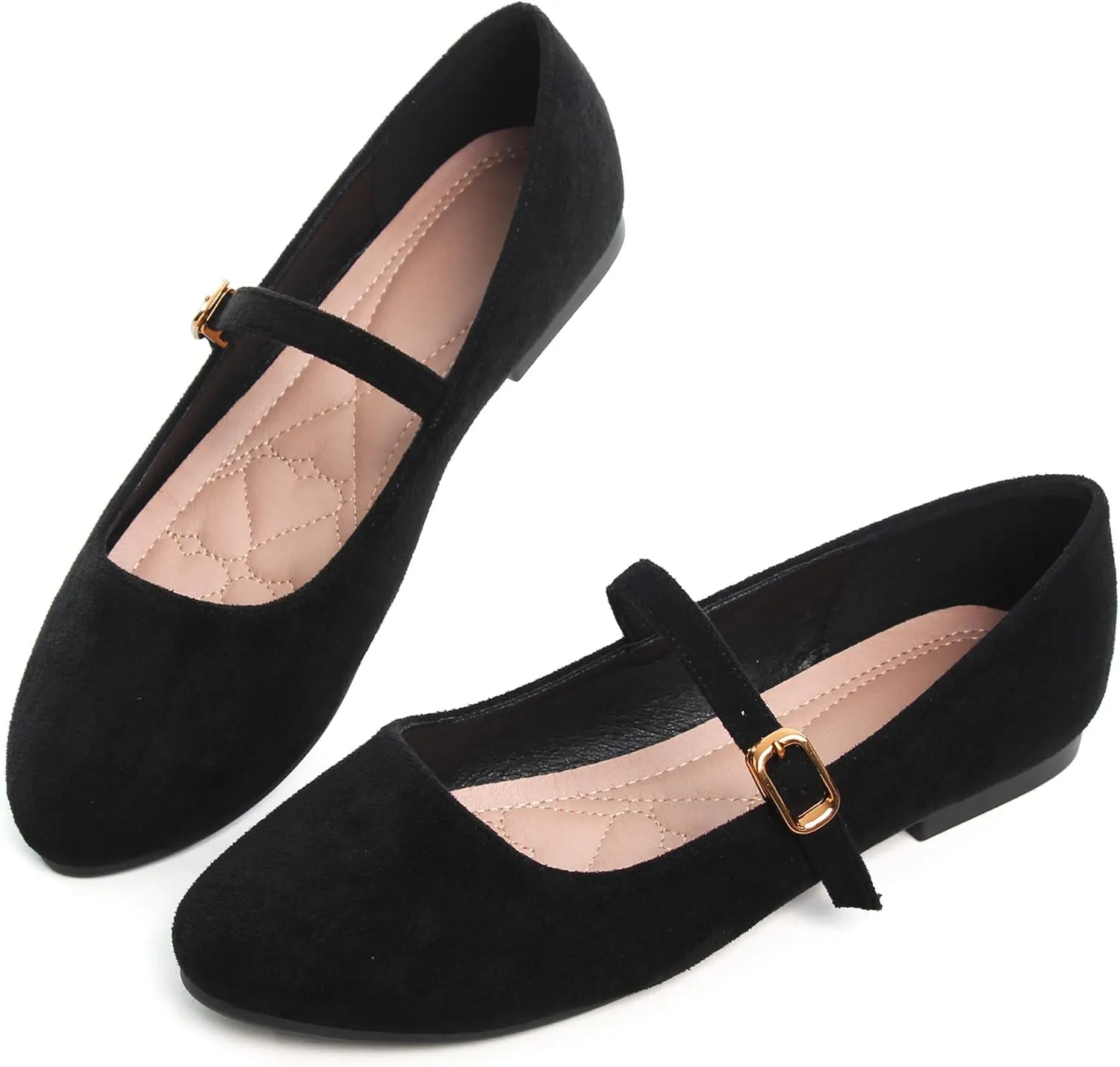 Dear Time Mary Jane Flats for Women Elegant Ballet Flats Strap Shoes Dressy Square Toe Flats Shoes