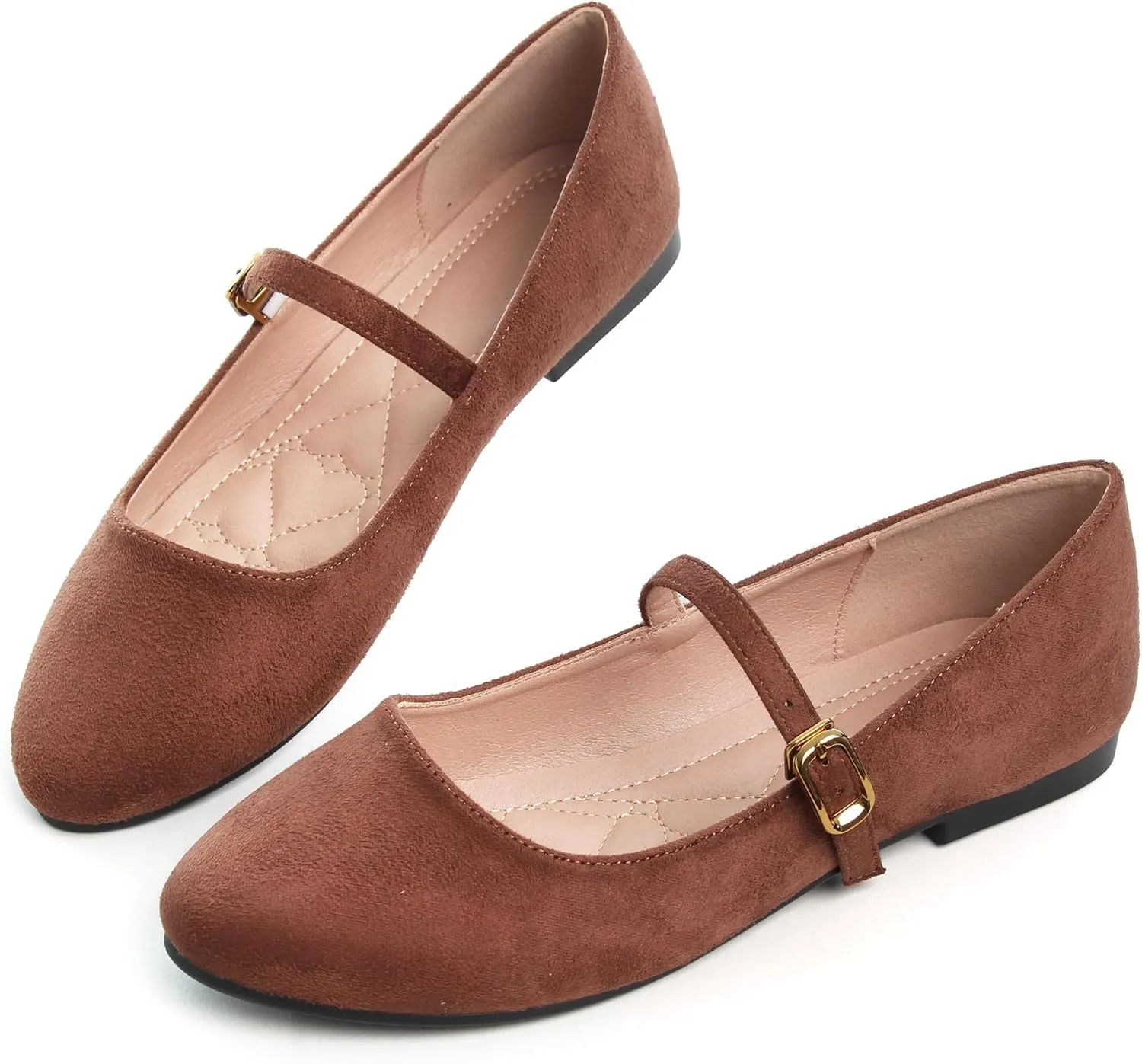 Dear Time Mary Jane Flats for Women Elegant Ballet Flats Strap Shoes Dressy Square Toe Flats Shoes