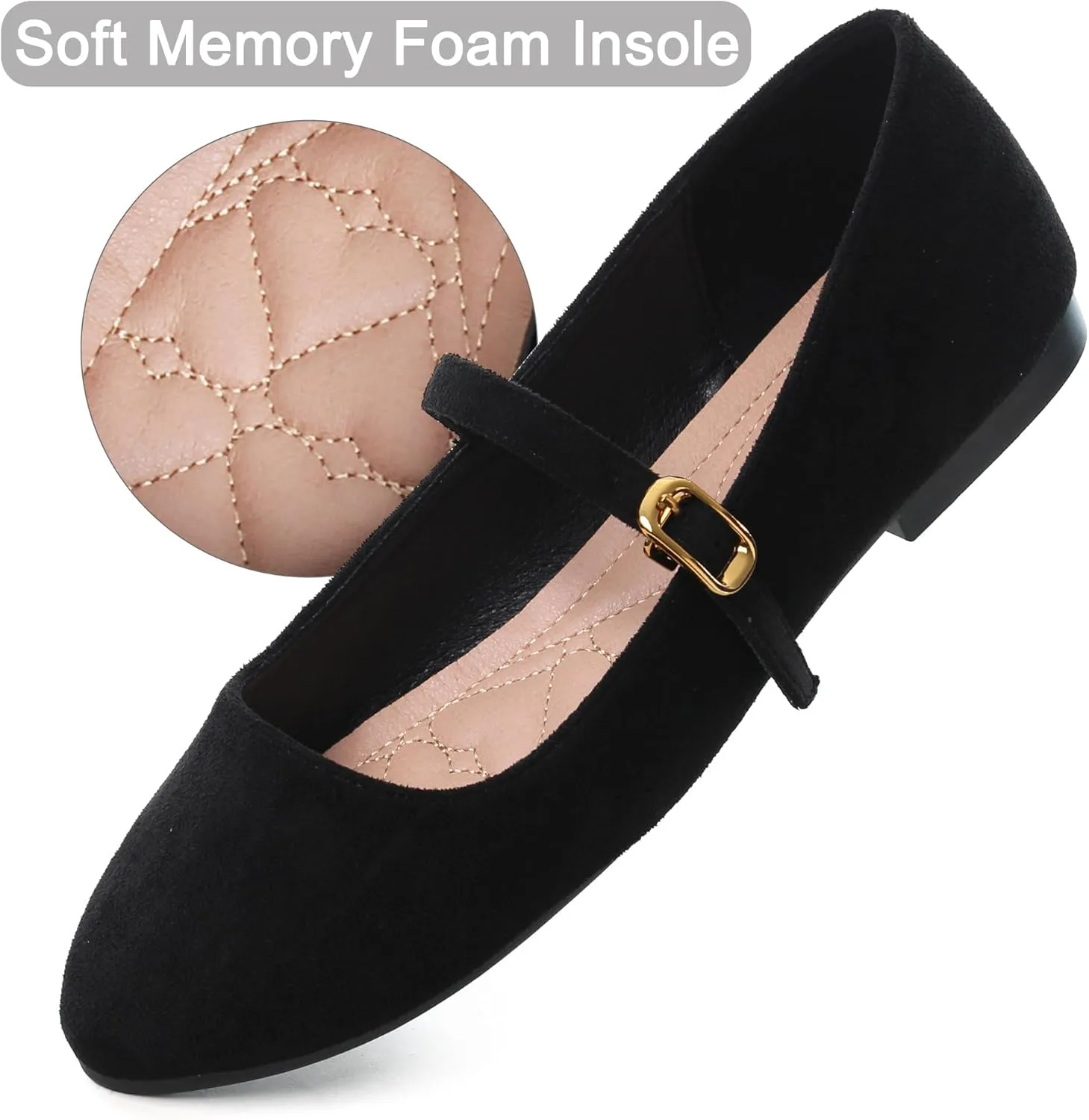 Dear Time Mary Jane Flats for Women Elegant Ballet Flats Strap Shoes Dressy Square Toe Flats Shoes