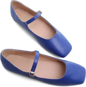 Dear Time Mary Jane Flats for Women Elegant Ballet Flats Strap Shoes Dressy Square Toe Flats Shoes