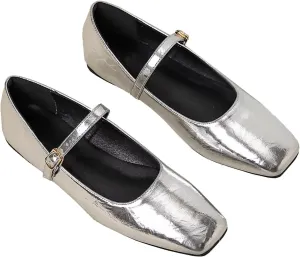 Dear Time Mary Jane Flats for Women Elegant Ballet Flats Strap Shoes Dressy Square Toe Flats Shoes