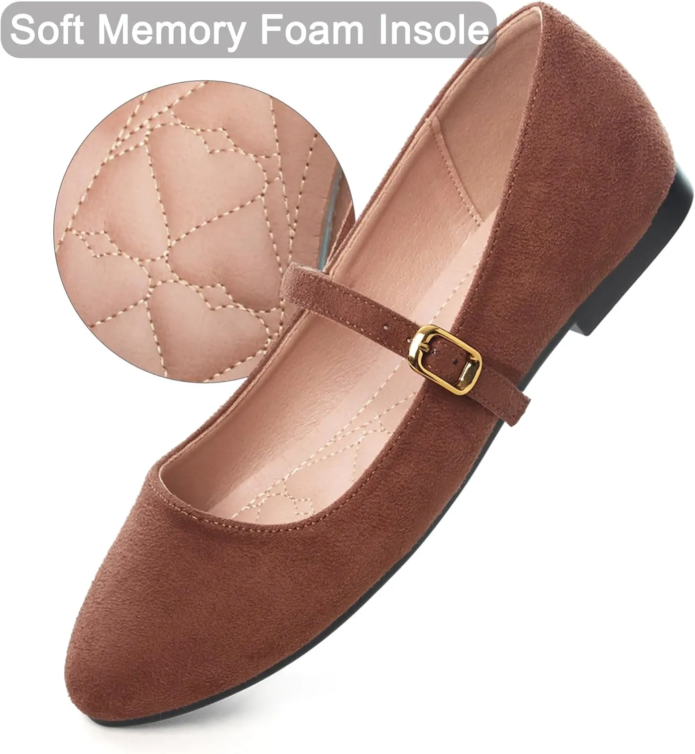 Dear Time Mary Jane Flats for Women Elegant Ballet Flats Strap Shoes Dressy Square Toe Flats Shoes
