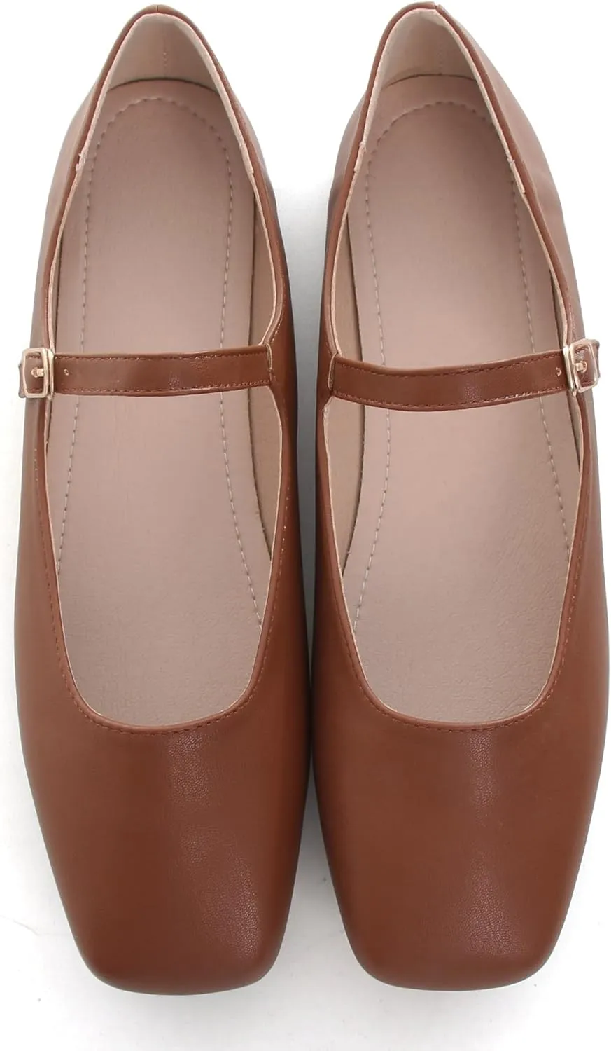 Dear Time Mary Jane Flats for Women Elegant Ballet Flats Strap Shoes Dressy Square Toe Flats Shoes
